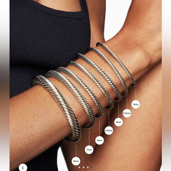 David Yurman Classic Cable Bracelet Sterling Silver w/ 14K Gold ➕Peridot Sz M - Picture 4 of 8